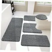 5 Piece Cobblestone Memory Foam Bath Mats, Extra Thick Non 5 Pieces Dark Grey