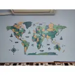 預購藍色木質世界地圖壁飾