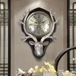 時鐘鐘表掛鐘客廳創意北歐式鐘表復古美式裝飾掛表靜音時鐘大鹿頭掛鐘
