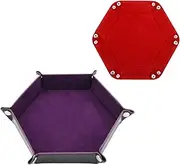 Cosmos Pack of 2 Dice Tray for Rolling Folding Dice Tray Leather Dice Rolling Tray Dice Holder Storage Box Hexagon Dice Tray with Metal Snaps Portable Dice Tray for Dice Table Games