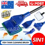 5 in1 Water Aquarium Cleaning Tool Fish Tank Gravel Vacuum Glass Cleaner Brush