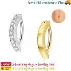 2PCS Surgical Steel Clicker Belly Ring Zircon Gem Reverse Navel Piercing Jewelry