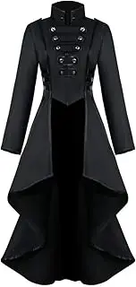 [Weigkous] Gothic Steampunk Tailcoat Jacket for Women, Vintage Irregular Hem Victorian Frock Coat Tuxedo Medieval Halloween Costumes