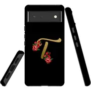 For Google Pixel 6 Case, Shielding Back Cover,Embellished Letter T