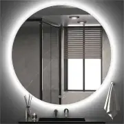 KEONJINN 24" Round LED Backlit Frameless Lighted Bathroom Vanity Mirror Dimmable