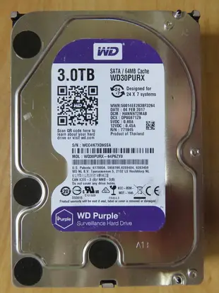 I.故障硬碟- WD30PURX 3TB紫標 直購價350