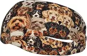 [CADREWY] Dogs Pattern Print Stylish Sports Sweatband Stretchy Breathable and Moisture Wicking Headband for Gym