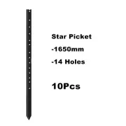 10 x Star Picket Steel Post 1650mm, Black Y Post