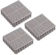 wiiiw 18 Pack Modular Interlocking Floor Mat Rubber Outdoor Tiles with Drainage Holes for Swimming Pool Bathroom Shower Sauna Room Garage Boat, 12"×12" Gray