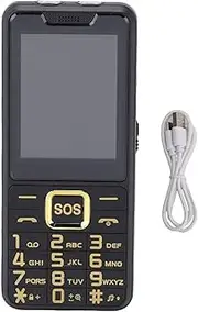 [Oreilet] Seniors Cell Phone, 2.6in Screen Large Buttons Basic Simple Mobile Phone with Dual SIM Slots, SOS, Flashlight, Calculator, FM Radio, for Seniors, Elderly, Parents (Black)