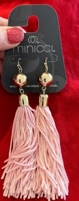 *Vintage* Retro* MINICCI*Pink Tassel Earrings* New