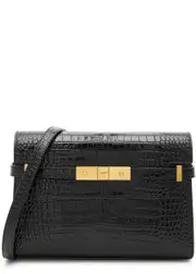 Saint Laurent Manhattan Medium Crocodile-effect Leather Shoulder bag - Black ONE SIZE