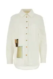 Lanvin Patch Detailed Buttoned Denim Shirt FR34 White