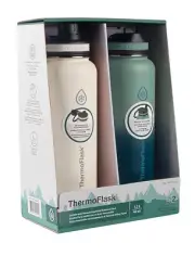 2x ThermoFlask Double Wall Vacuum Insulated Stainless Steel Water Bottle 1.2L