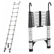 Portable Telescopic Ladder 3.2m Hooks Carry Bag Aluminium Extension RV Caravan