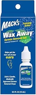 Mack’s Wax Away Earwax Removal Aid – 0.5 FL OZ Ear Drops with Foaming Action