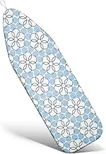 Duwee 15"x54" Heat Resistant Metallic Ironing Board Cover, Durable Thicken Felt Padding with Elastic Cord (Blue Circle)