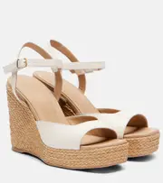 [Souliers Martinez] Souliers Martinez Summer leather espadrille wedges AU 10 white