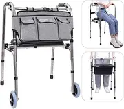 Rolling Walker for Seniors, with Seat and 2 Wheels and Bag, Adjustable, Lightweight, Compact, Walker Storage Bag, Grey