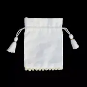 25 PCS Designer Drawstring Jewelry Pouch White Cotton Small Favor Bags Coin Bag