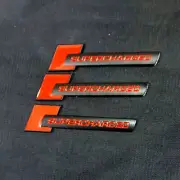 3x Black Red SUPERCHARGED Small Metal Sticker Decal Badge Emblem 3D Engine Turbo (for: Renault)