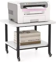 Printer Stand with Storage, under Desk Printer Table with 4 Wheels & Locking Mec