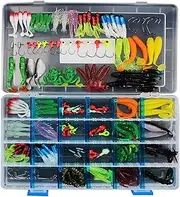 Pure Vie Fishing Topwater Lures Kits Mixed Universal Artificial Soft Baits Tackle Including Crankbaits, Spinnerbaits, Plastic Worms, Frogs, Hooks, Tackle Box - Freshwater Saltwater Fishing Equipment