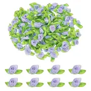 100 Pcs Mini Ribbon Roses Flowers Bows for Crafts, 15mm/0.6" Dia, Light Purple