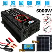 6000W Power Inverter+400W Two Solar Panel 12V 100A Battery Charger Controller