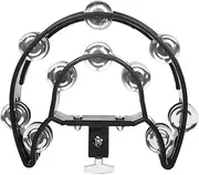 Binxind Drum Set Double Row Rattle, Clip-on Hi-Hat Bell Stand, Extended Hand Bell, Jazz Drum Double Row Hand Bell Easy Install