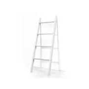 Costway 4-Tier Wall Leaning Blanket Ladder Wood Blankets Holder Rack Bathroom Living White
