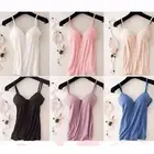 Womens Camisole Tops with Built in Bra V Neck Vest Padded Slim Tank Tops T-shirt