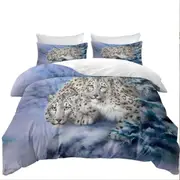 Young Explorers Snow Forest White Leopards Quilt Cover
