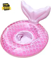 Baby Mermaid Pool Float with Seat and Handle for Baby Toddler, Pool Tube Ring To