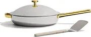 [Our Place] Titanium Large Always Pan Pro - 32cm (4L) No-Coating Nonstick Skillet | Tri-Ply Titanium & Stainless Steel | Safe for Oven, Induction & All Cooktops up to 535°C | Includes Spatula | Gold