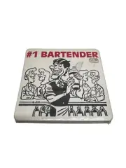 Vtg NOS Novelty Set of 4 Paperboard Coasters - #1 Bartender