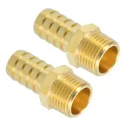 Brass Hose Barb Fittings 2pcs 5/8" Barb x 1/2" NPT Male Brass Barb Pipe Fitting