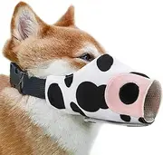 Setauoo Printed Dog Muzzle,Cow Design Air Mesh Muzzle For Pet - Adjustable Loop Secure Training Cover To Prevent Biting Chewing Scavenging