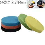 5pcs 18cm/7 Inches Car Round Flat Polishing Sponge Buffing Sponge Pads Tools New