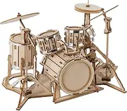 ROBOTIME Wooden Craft Kits for Kids 3D Wooden Puzzle DIY Model Drum Kit to Build for Boys Adorable Home Decoration for Teens