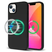 ZUSLAB iPhone 14 Plus Case MagSafe Liquid Silicone Anti-Scratch Gel Rubber Shockproof Protective Magnetic Cover for Apple (2022) - Black