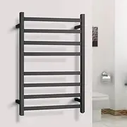 ACA Trading 8 Bar Square Heated Towel Rail 91x62cm Stainless Steel Electric Towel Warmer Wall Mounted Bathroom Heated Towel Rack Holder Shelf IP55 SAA Approved(Matte Black)