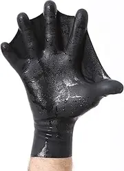 DarkFin Webbed Power Swimming Gloves (1 Pair) for Men, Women, Scuba Diving, Snorkeling, Spearfishing, Surfing in Cold Water, Ultra Thin Hand Fins, Pool Swim Paddles for Water Aerobics, Black