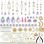 200 Pcs Crystal Suncatcher Hanging Sun Catcher Kits for Adults Colorful Crystals Suncatchers Prisms with Chain Pendant Ornament Suncatchers DIY Crafts for Window Home Office Garden Decoration (Gold)