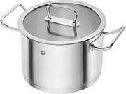 ZWILLING 65123-240 Pro Stock Pot, 9.4 inches (24 cm) (with Glass Lid), Double-Handed, Deep Type, Stainless Steel, 3-Layer Bottom Structure, Induction Compatible, 2.25 gal (6.25 L)