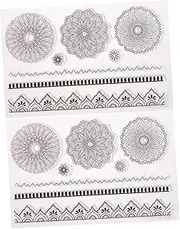 OHPHCALL Scrapbook Stamps 2pcs Silicone Stamps Mandala Flower Patterns Ideal for Photo Album Card Making