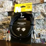 免運費 比利時品牌 STAGG Y CABLE 3公尺 RCA 導線 3.5MM 雙聲道 適用於 家用 音響 喇叭 線材