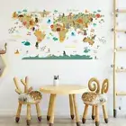 Cartoon Animals World Map Wall Stickers DIY for Kids Room Bedroom Nursery7041