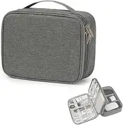 Electronics Organizer,Double Layer Travel Cable Organizer Bag,Digital Storage Bag Electronic Accessories Case for Cables, Flash Disk, Power Bank, Headphone (Grey)