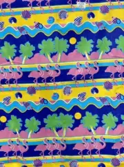 Vintage Retro Flamingo Blanket Pop Art 80s 90s NWT Vibrant Palm Trees Beach